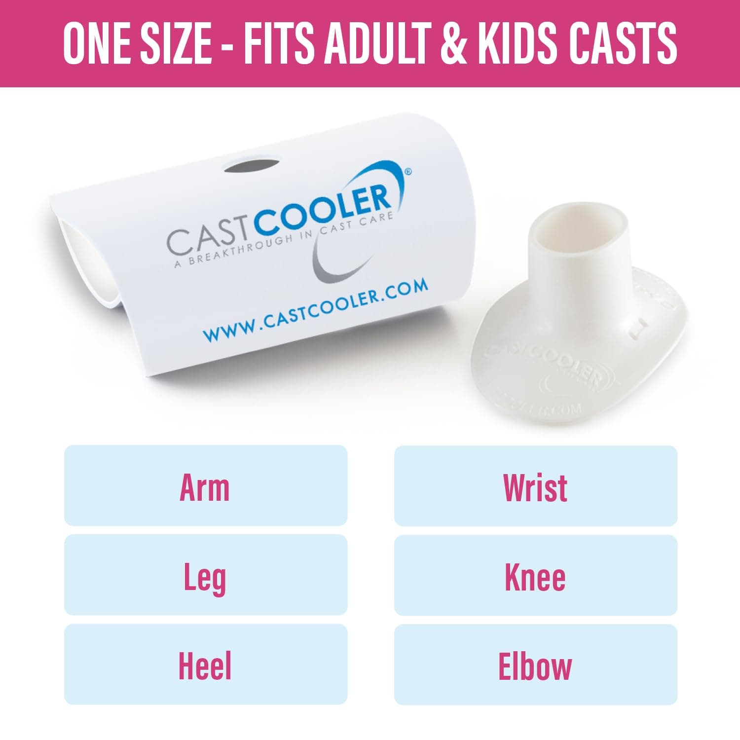 Relief for Cast Itch & Odor - for Breathable, Fiberglass Casts, Braces & Splints, Including Spica Casts - Vacuum Effect - Dries Moisture - One Size - Fits Adults & Kids - Made in The USA