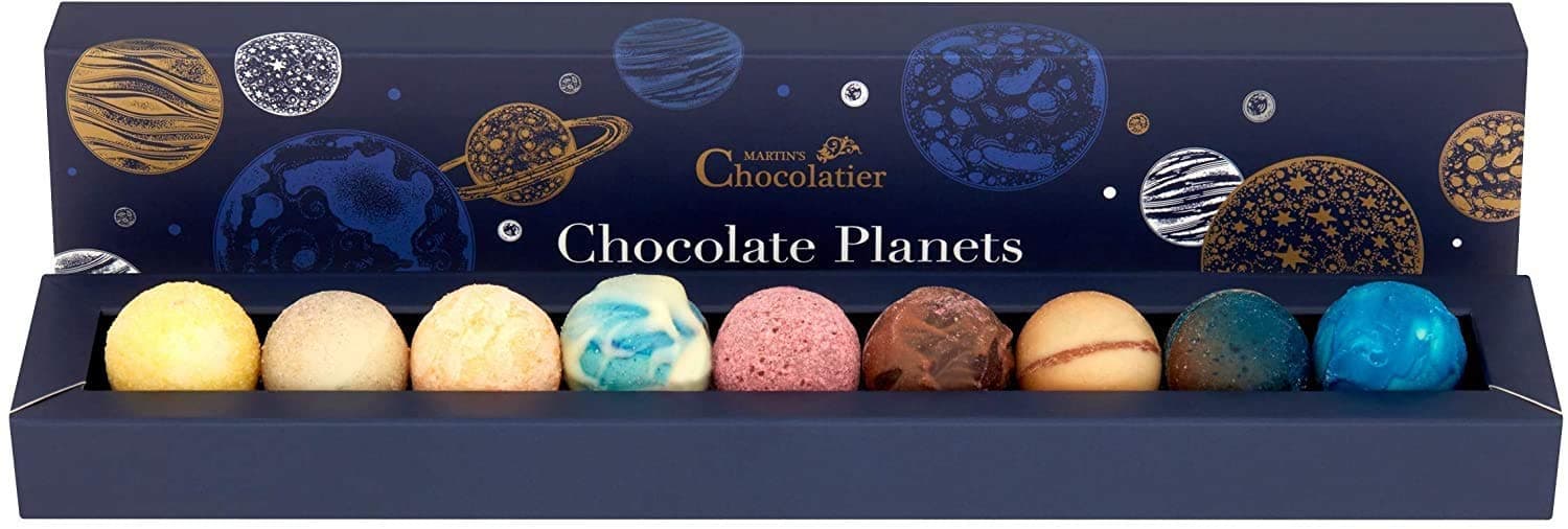Chocolate Planets - Belgian Truffle Gift Set, 9 Pieces Milk White Assorted Flavours Space Theme, 107g