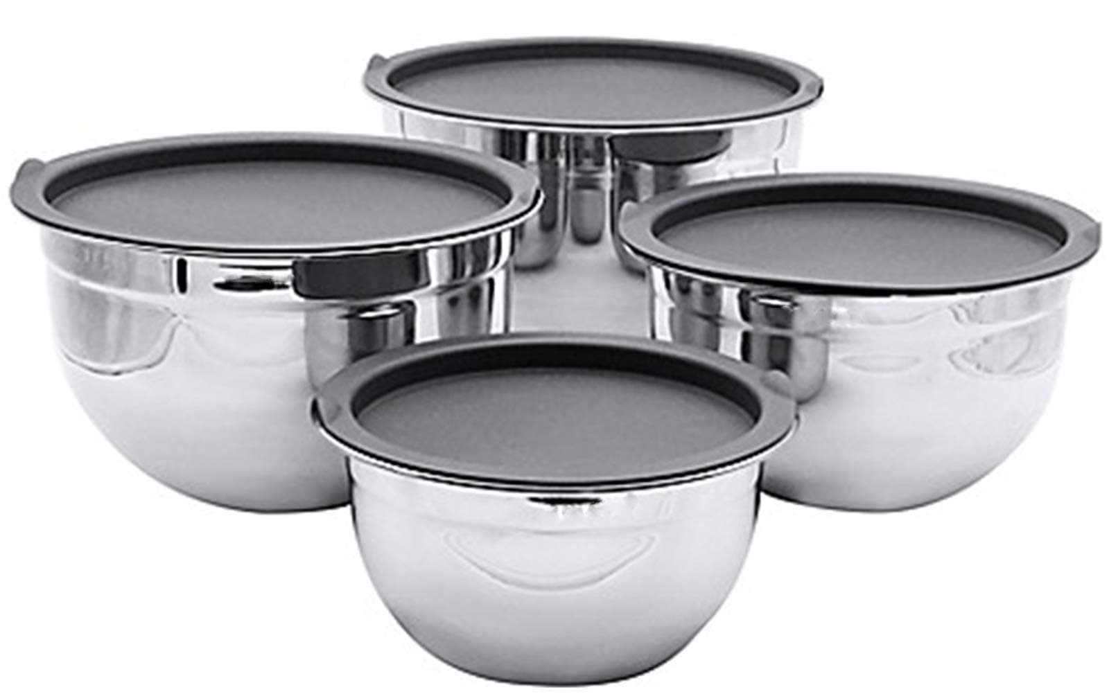 Kitchen kemistry, Stainless Steel German Bowl Set with High Quality Lid of 4 Piece with 4 Different Sizes- 1,1.5,3 & 5 Quart.