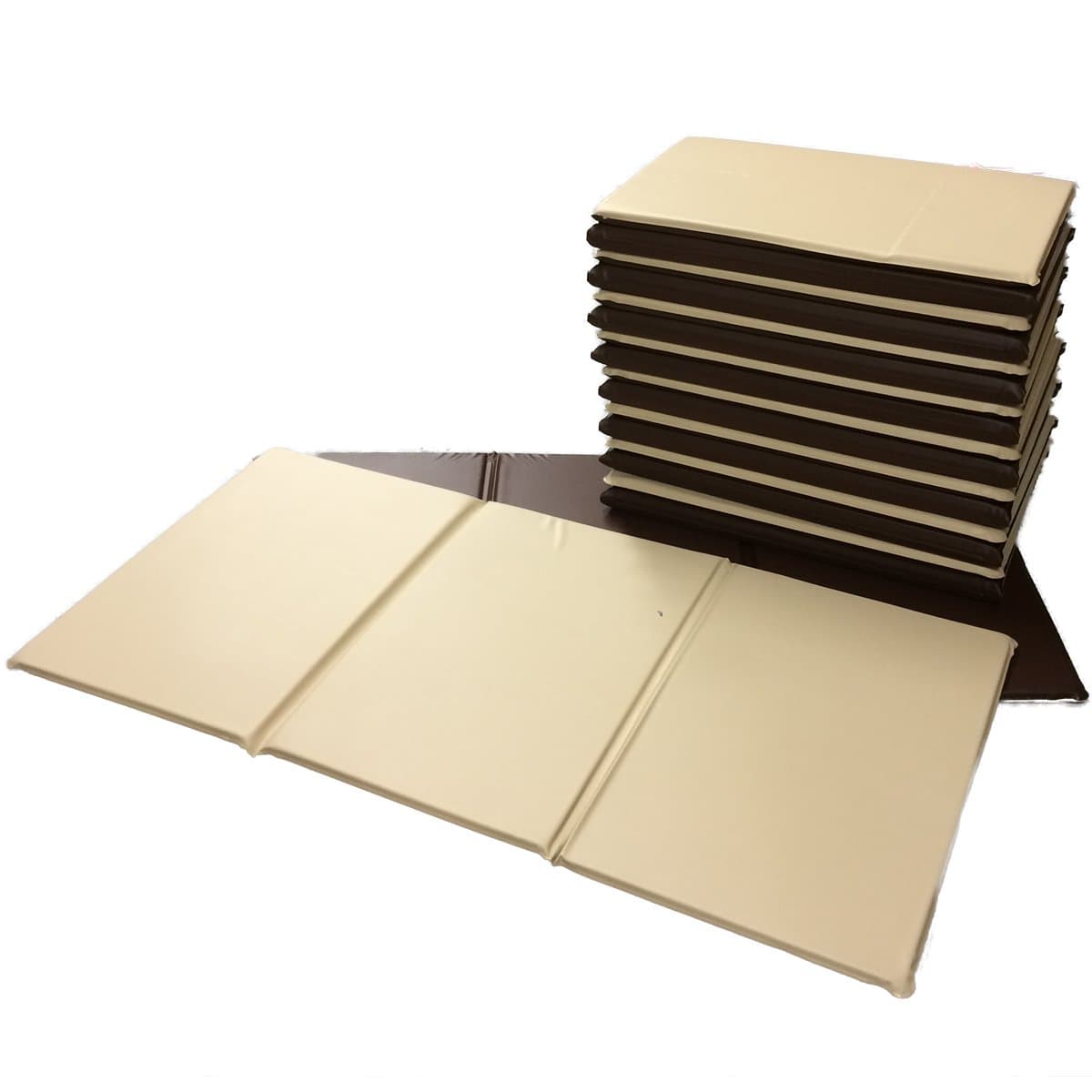 NEW 10x Triple Folding Nursery Sleep Mats in Chocolate/Buttermilk for Kids & Toddlers