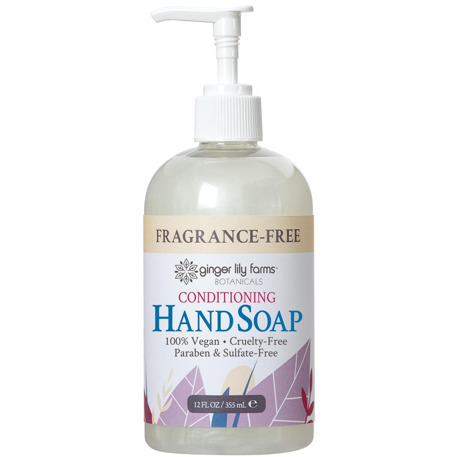 Ginger Lily Farms Botanicals All-Purpose Liquid Hand Soap, 100% Vegan & Cruelty-Free, Fragrance-Free, 12 fl oz