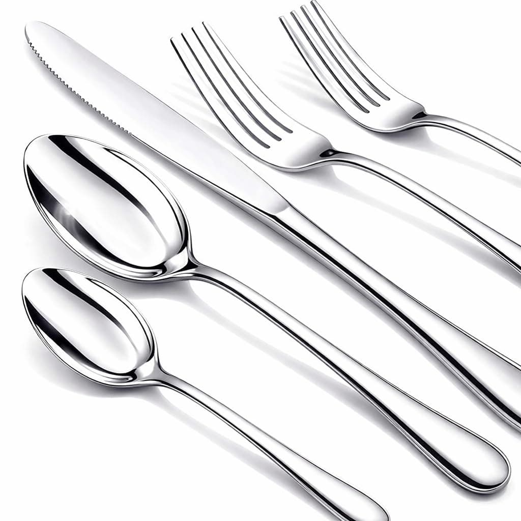 Silverware Set, 40 Piece Stainless Steel Cutlery Sets for 8, Heavy Duty Flatware, Mirror Polished Forks Spoons and Knives Set, Reusable Utensils for Home Kitchen, Dishwasher Safe