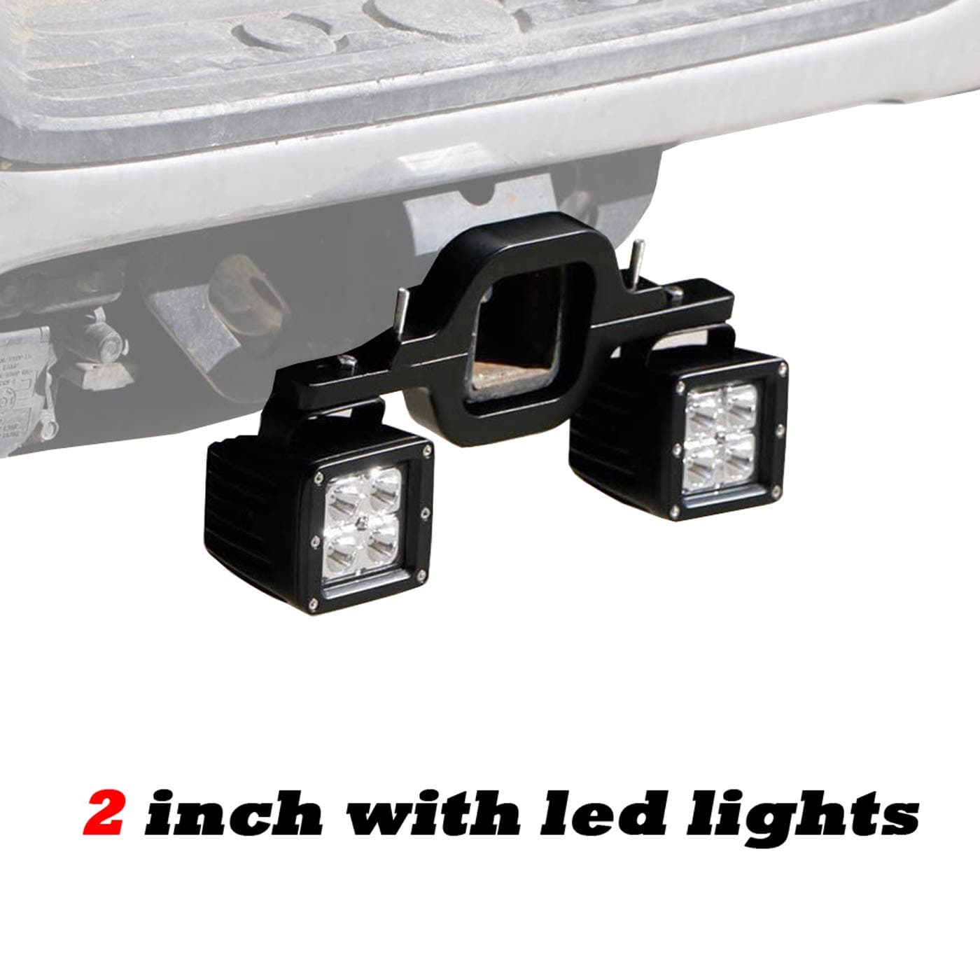 omotor Towing Hitch Mount Brackets for Truck Trailer RV SUV Pick Up Fit Dual LED Work Light Driving Lighting Reverse Rear Back Up Off Road (2 Inch with Led Lights)