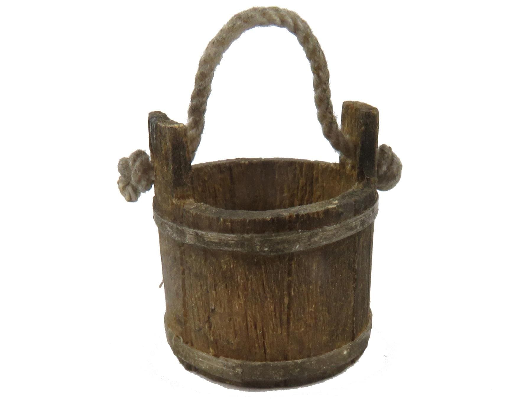 Melody Jane Dolls Houses Dollhouse Rustic Water Pail Bucket Handle Wooden Miniature Garden Accessory