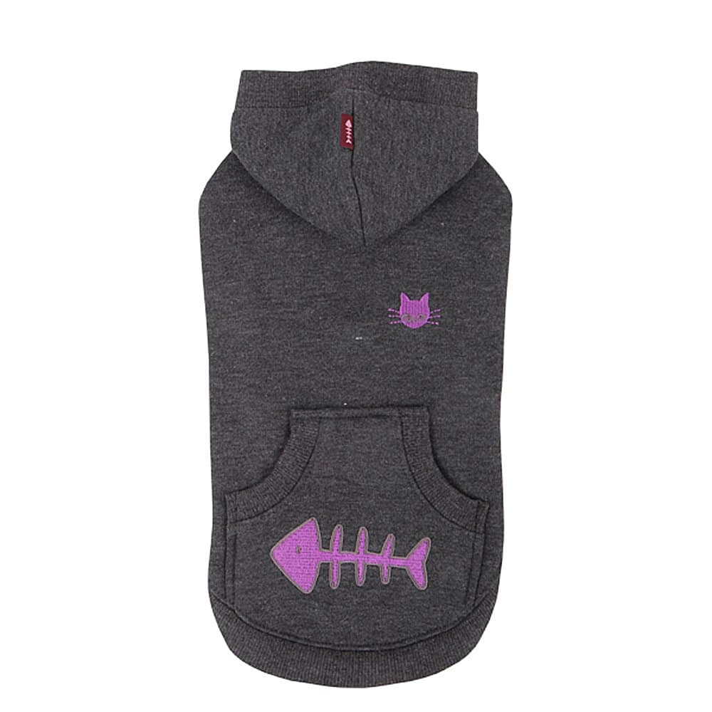 CATSPIA Nemo Hooded Shirt for Cats and Small Animals, Small, Dark Grey