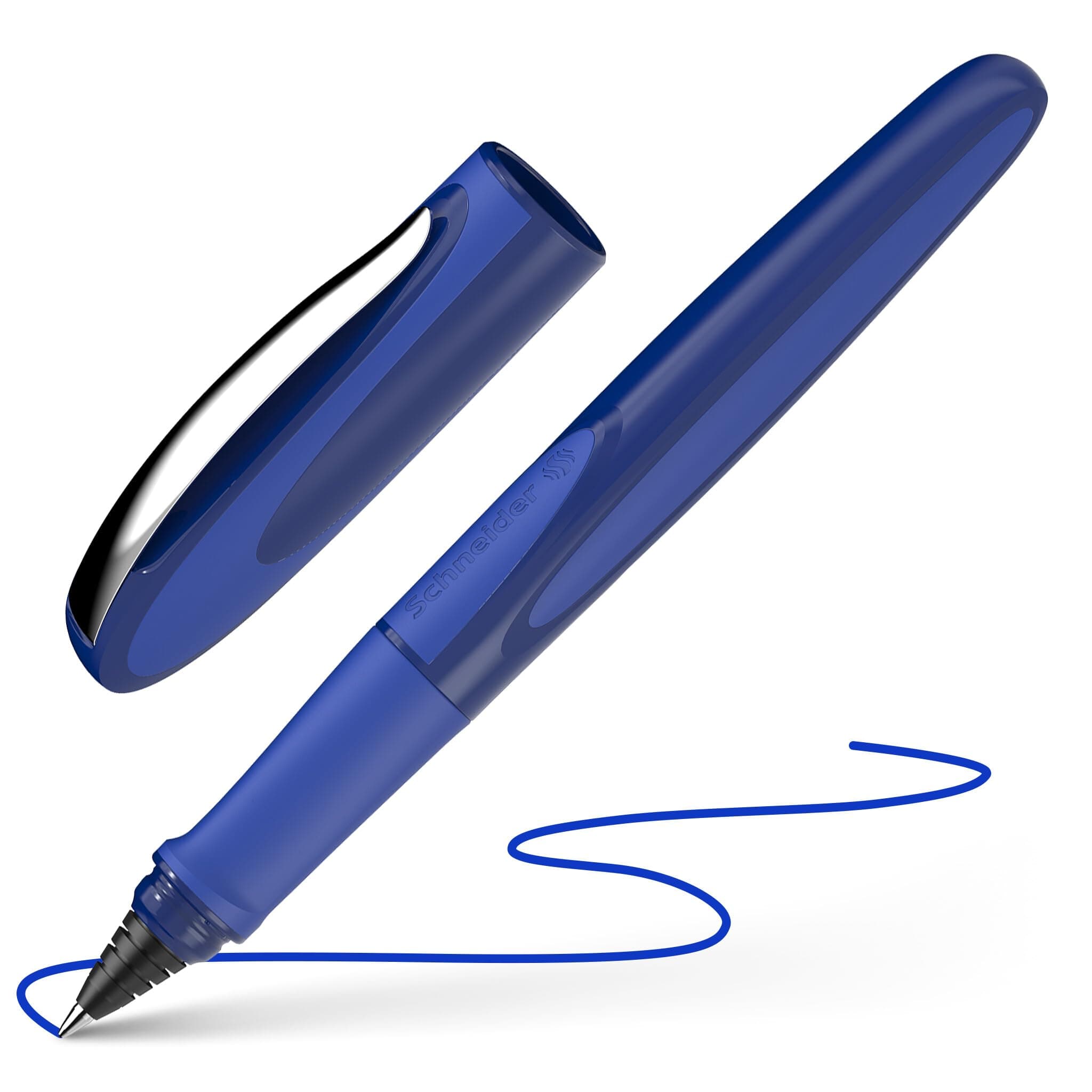 Schneider Ray 187815 Rollerball Pen (Refillable with Standard Ink Cartridges, Suitable for Right and Left-Handed Users) Space Blue