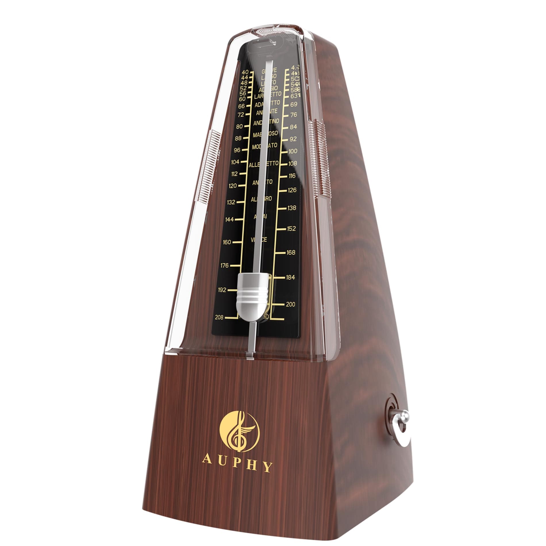 Mechanical Metronome with Accent Bell, Classic Shape, Accurate Beat, Multiple Beat Modes, Suitable for Guitar Piano Drums Violin Saxophone etc（Wood Grain）