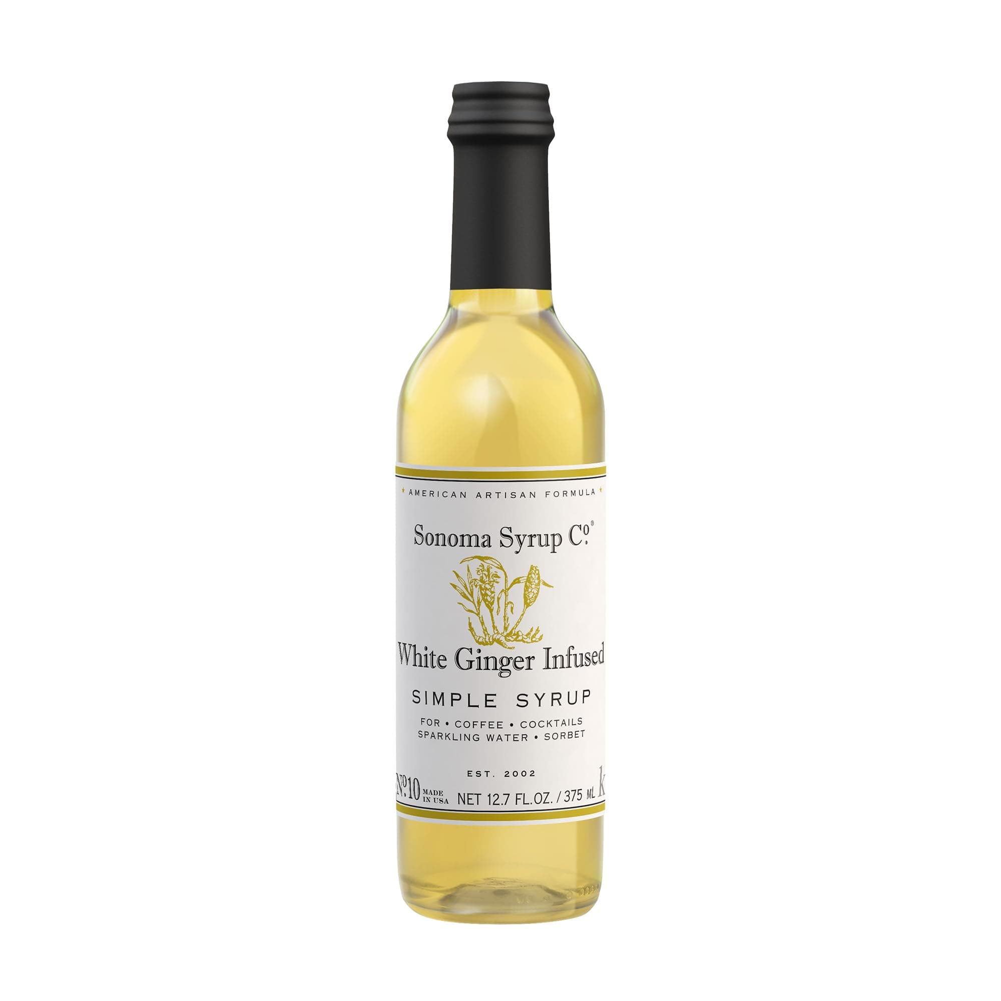 Sonoma Syrup Co. White Ginger Infused Simple Syrup 12.7 fl oz | for Cocktails, Tea, and Baking | Hand Crafted in the USA