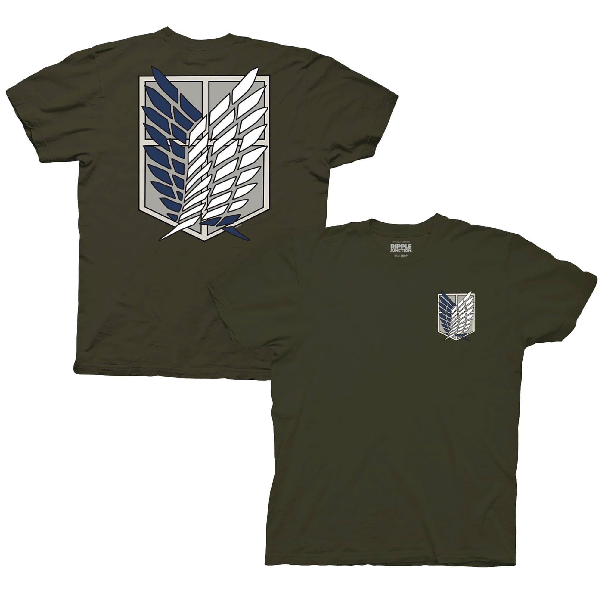 Ripple Junction Attack on Titan Survey Corps Adult Unisex T-Shirt, Military Green, L