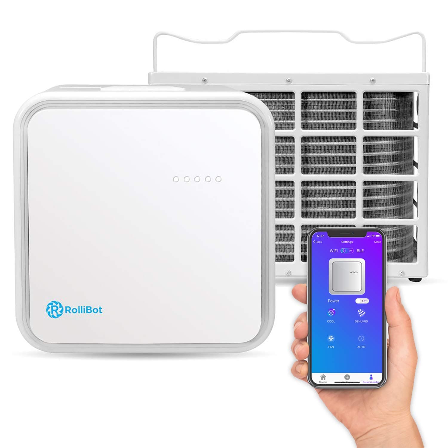 RolliBot RolliCool 10,000 BTU Mini Split Quiet Ductless Air Conditioner with Dehumidifier, Cooling, Fan, Smart App & Remote Control for Rooms up to 450 sq ft