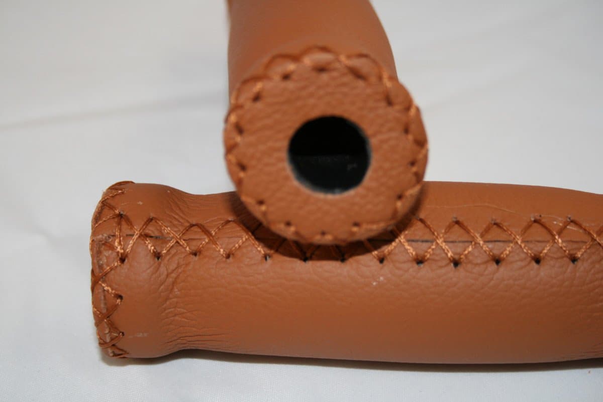 Bike Bicycle Grips for handlebars in Leather. Vero Cuoio. Made In Italy. Honey colour.