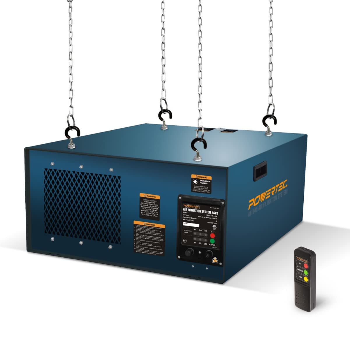 POWERTEC AF1045 Remote Controlled 3-Speed Air Filtration System (655/875/1060 CFM)