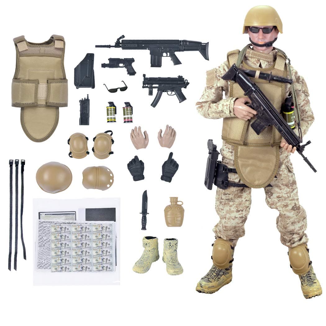 12'' American Military Soldiers Special Forces Army Man Action Figures Play Set-Digital Desert Camouflage