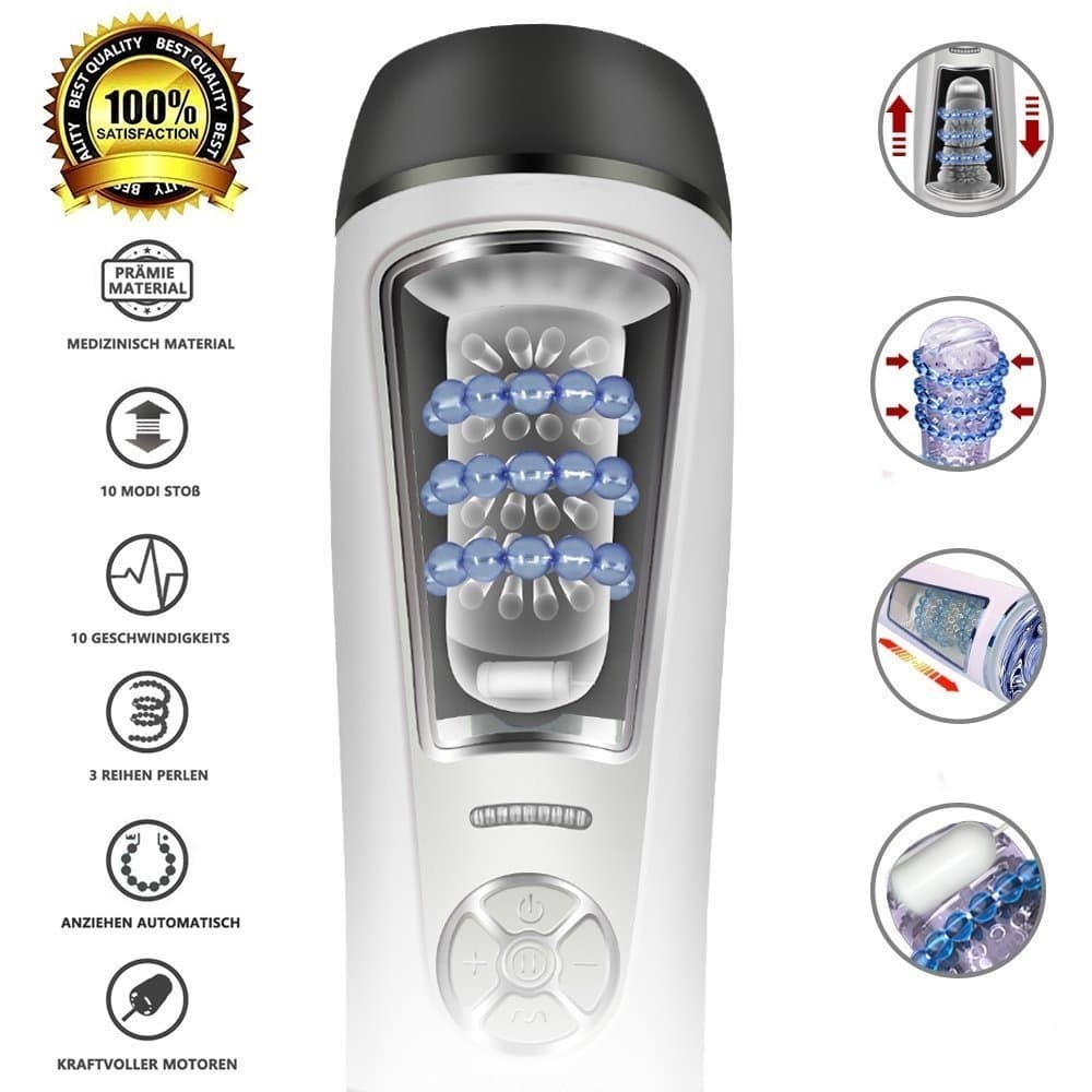 RESTART Large Size 2 in 1 Release Hands and Built-in Multi-Frequency Vibration Male Masturbation Cup Beads 360° Tied Up and Automatic Piston Thrusting Retractable Man Toy