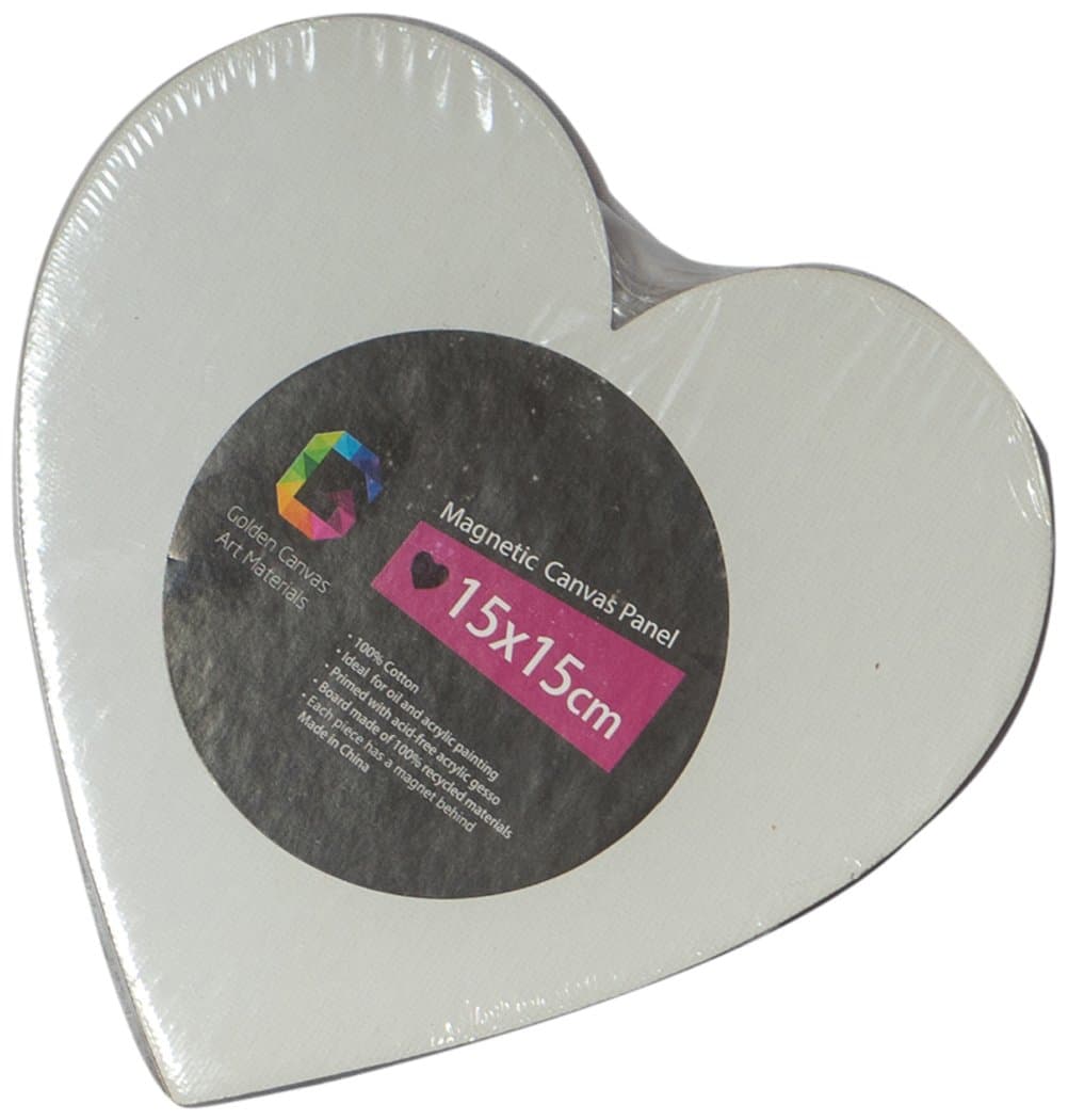 GOLDEN CANVAS 6 Piece Magnetic Heart Shaped Panels Acid Free Artist Canvas Panel Boards for Oil and Acrylic Painting and DIY Deco Crafts