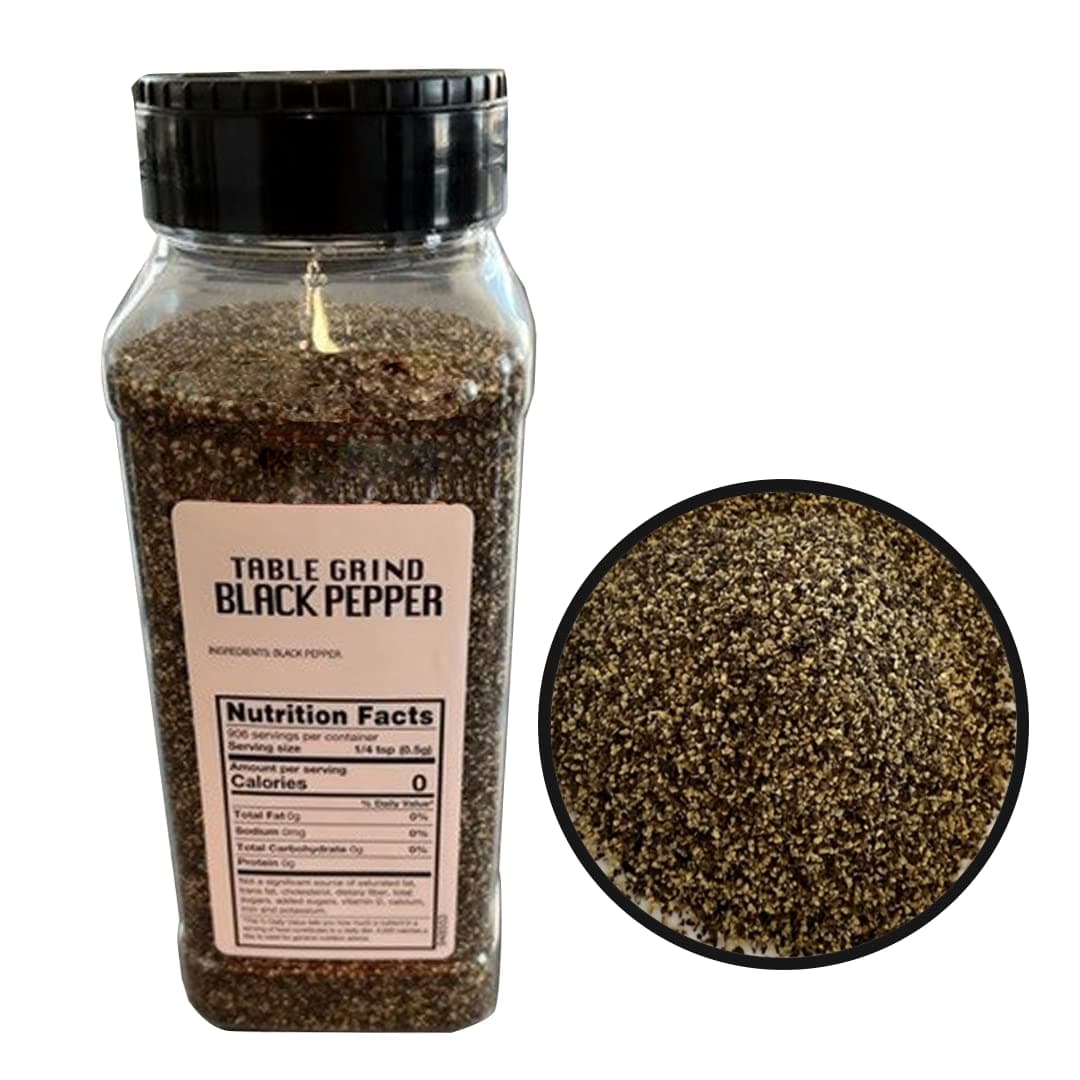 Ground Black Pepper | Restaurant Table Grind | 1 Pound Canister | Foodservice