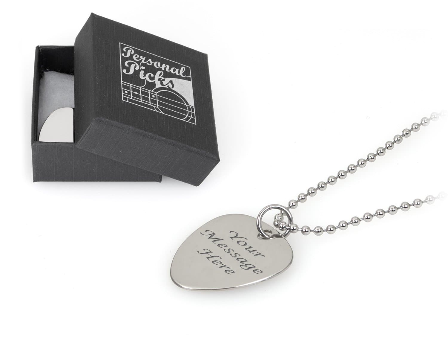 – EIO Gifts Personalised Plectrum Ballchain Necklace - Engraved with Your Custom Text