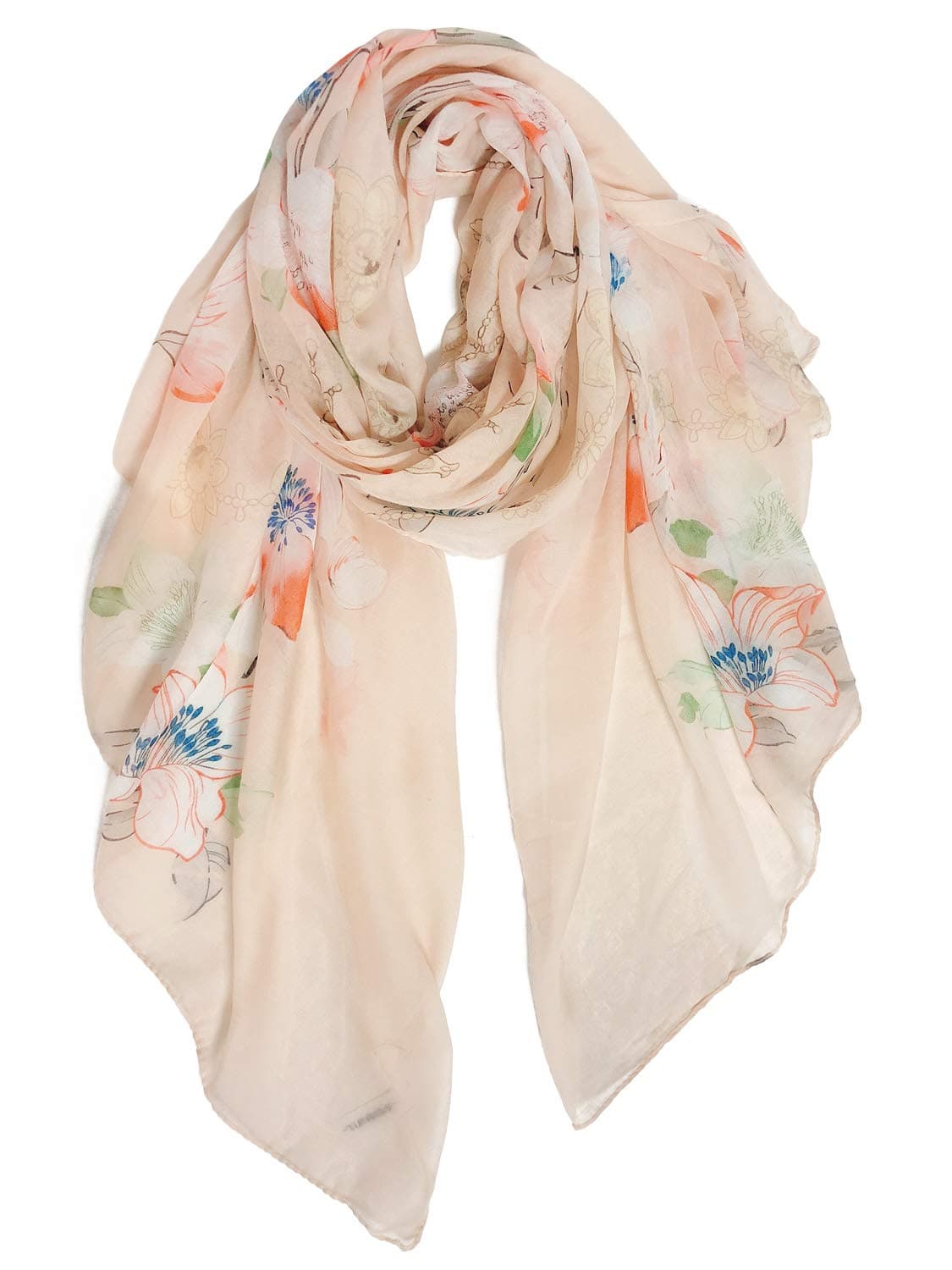Lightweight Scarves Fashion Flowers Print Women Cotton Wrap Scarf Head Shawl Spring Gift