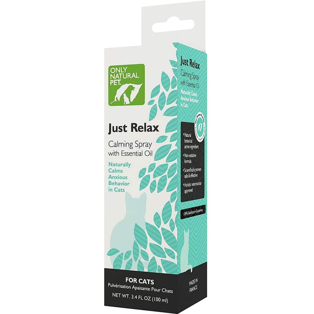 Only Natural Pet Just Relax Botanical Cat Calming Spray with Catnip Essential Oil, Holistic Formula for Cats - Calming Stress, Nervousness, Anxiety Relief and Destructive Behavior - 3.4 Fl Oz Bottle
