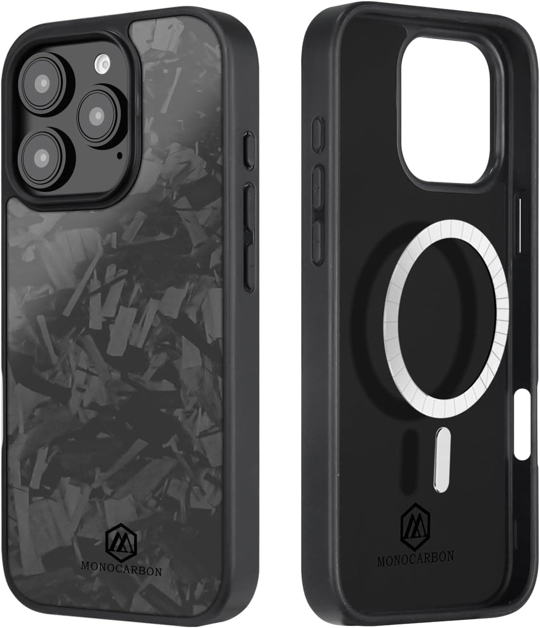 Real Forged Carbon Fiber case for iPhone 16 PRO cover [MagSafe Compatible] Military Grade - Matte Black