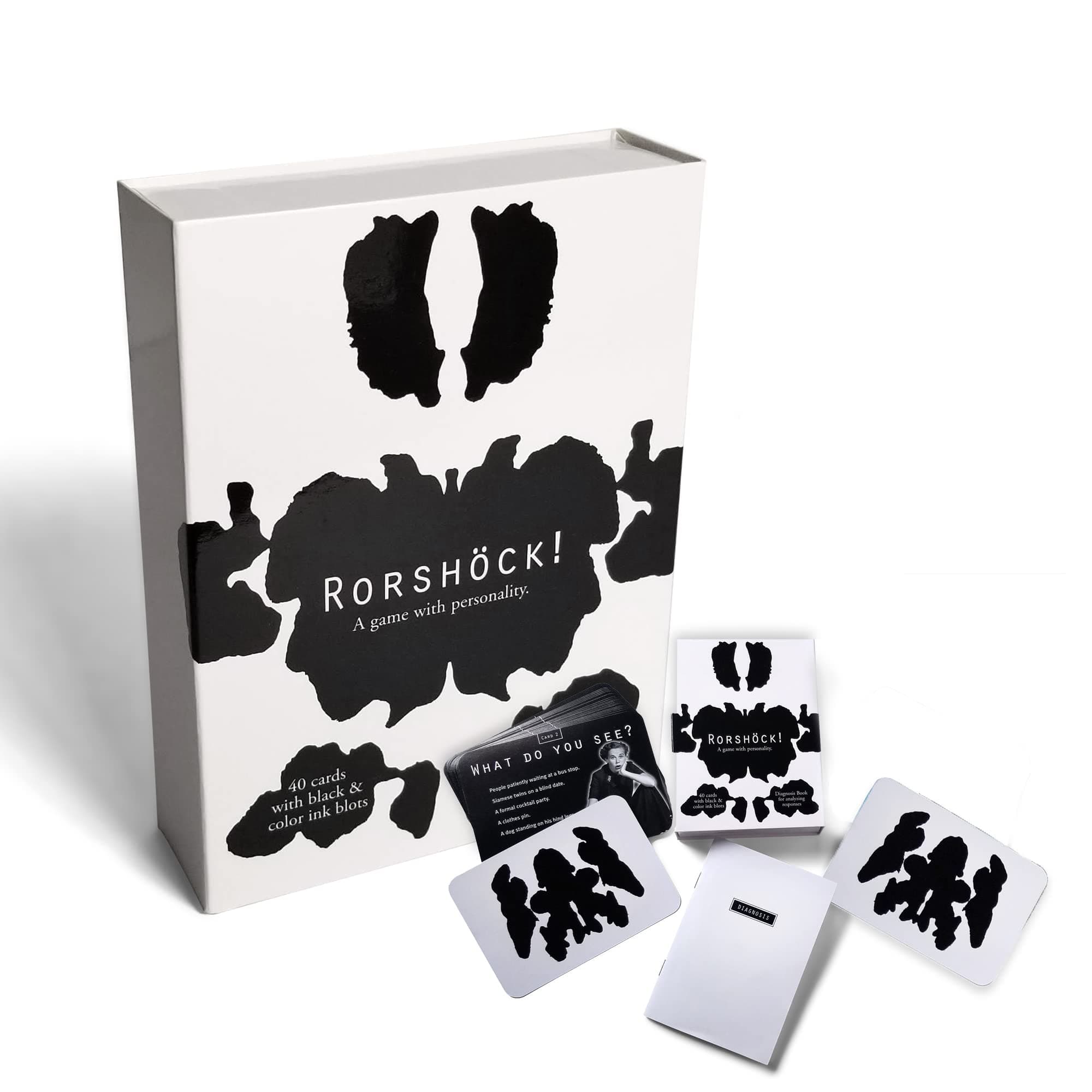 RORSHOCK Personality Testing Card Game | What Do You See? | Smartest Response Checking Trivia Game with Ink Blot Cards & a Diagnosis Book