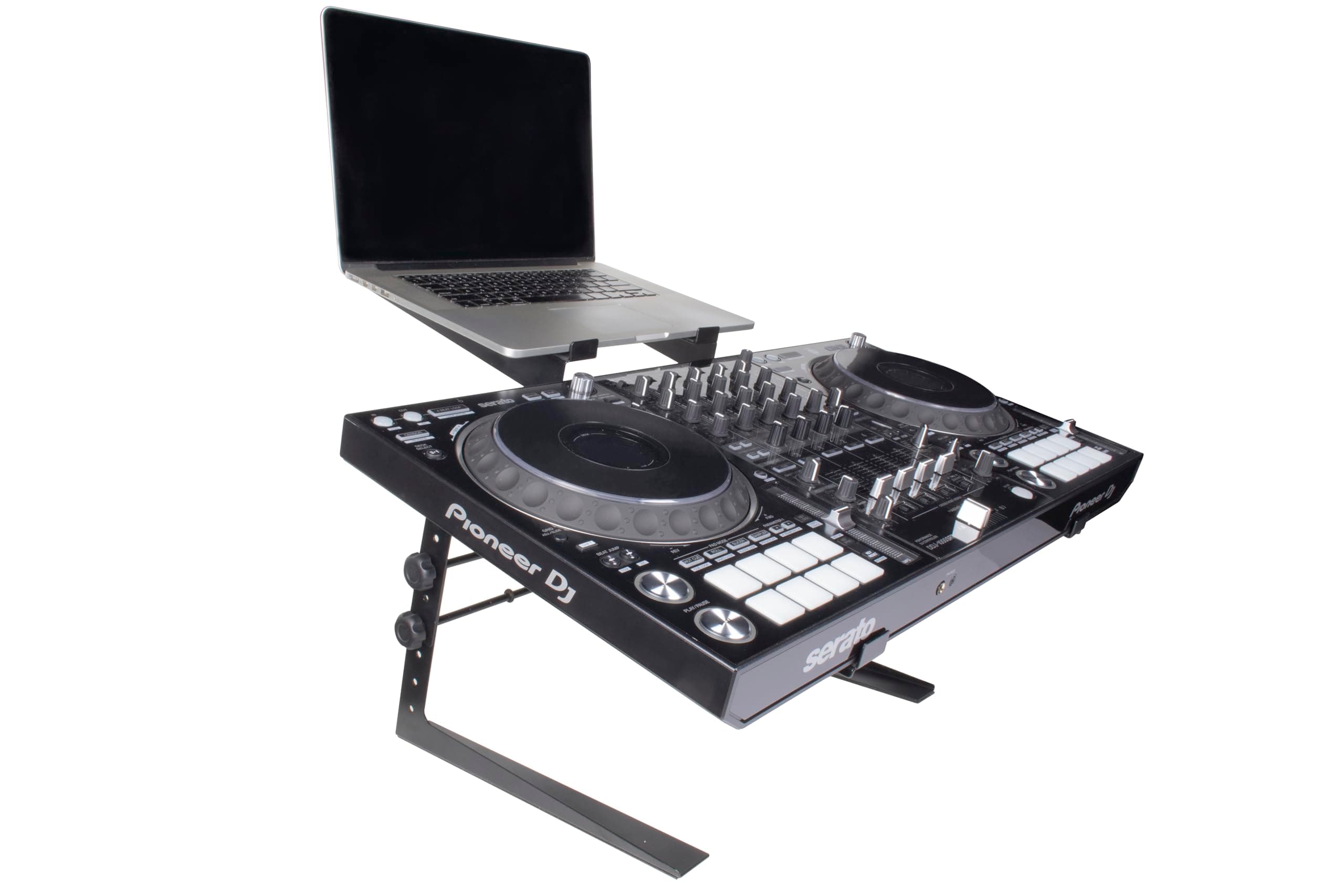 Headliner Covina Portable Dual DJ Controller Stand; Adjustable and Durable DJ Stand for Controller and Laptop; Perfect for your DJ Rig at Home, in the Club or on the Road (HL20003)