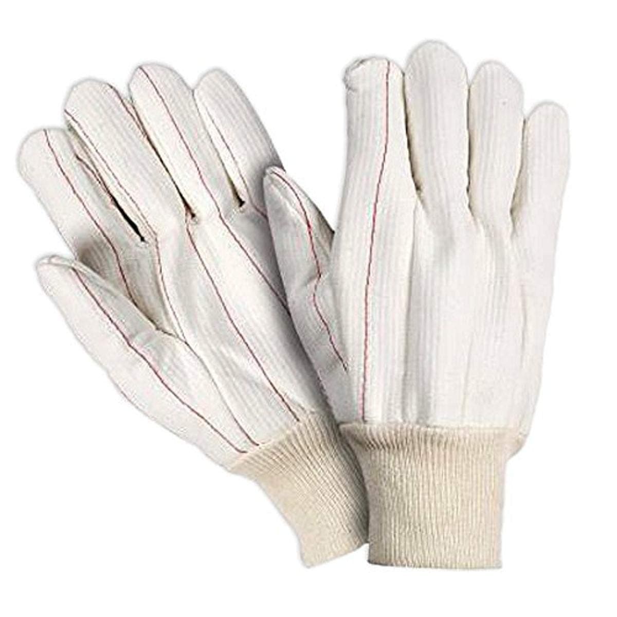 UCHF183JJ Corded Poly/Cotton Outer Oil Field Gloves, Heavy Weight, Non-Woven Liner, Natural Knit Wrist, Jumbo Size, White (Pack of 12)