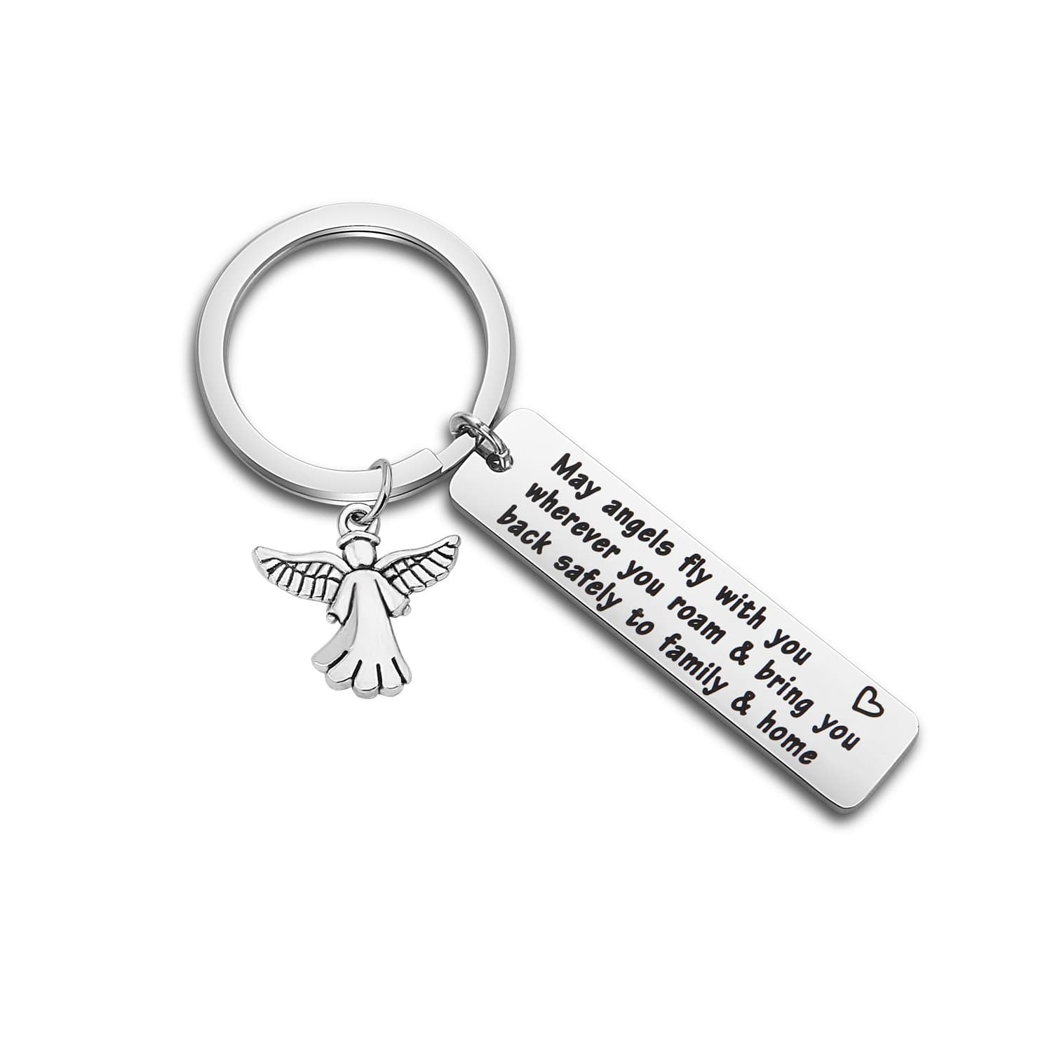 Traveller Keychain Gift May Angels Fly With You Wherever You Roam Bring You Back Safely To Family And Home