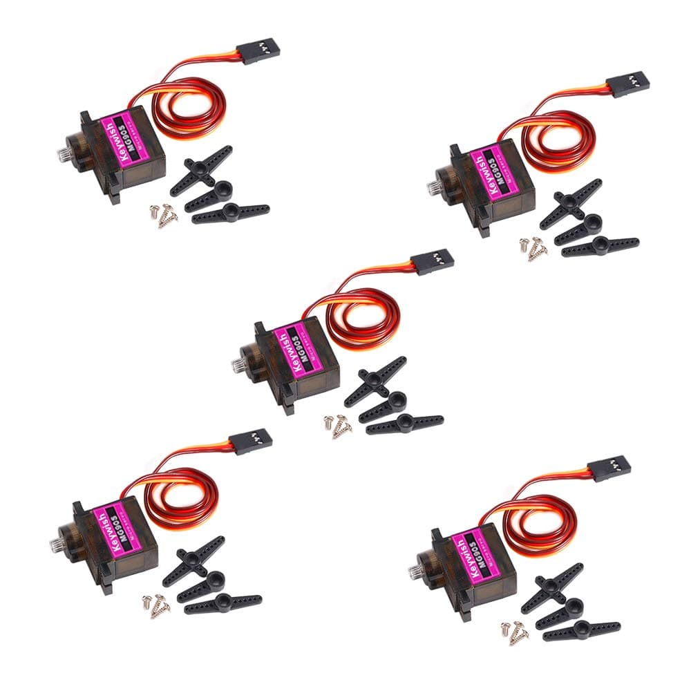 Keywish 5Pcs MG90S Mini Metal Geared Micro Servo Motor 9G for RC Helicopter Plane Boat Car Trex450