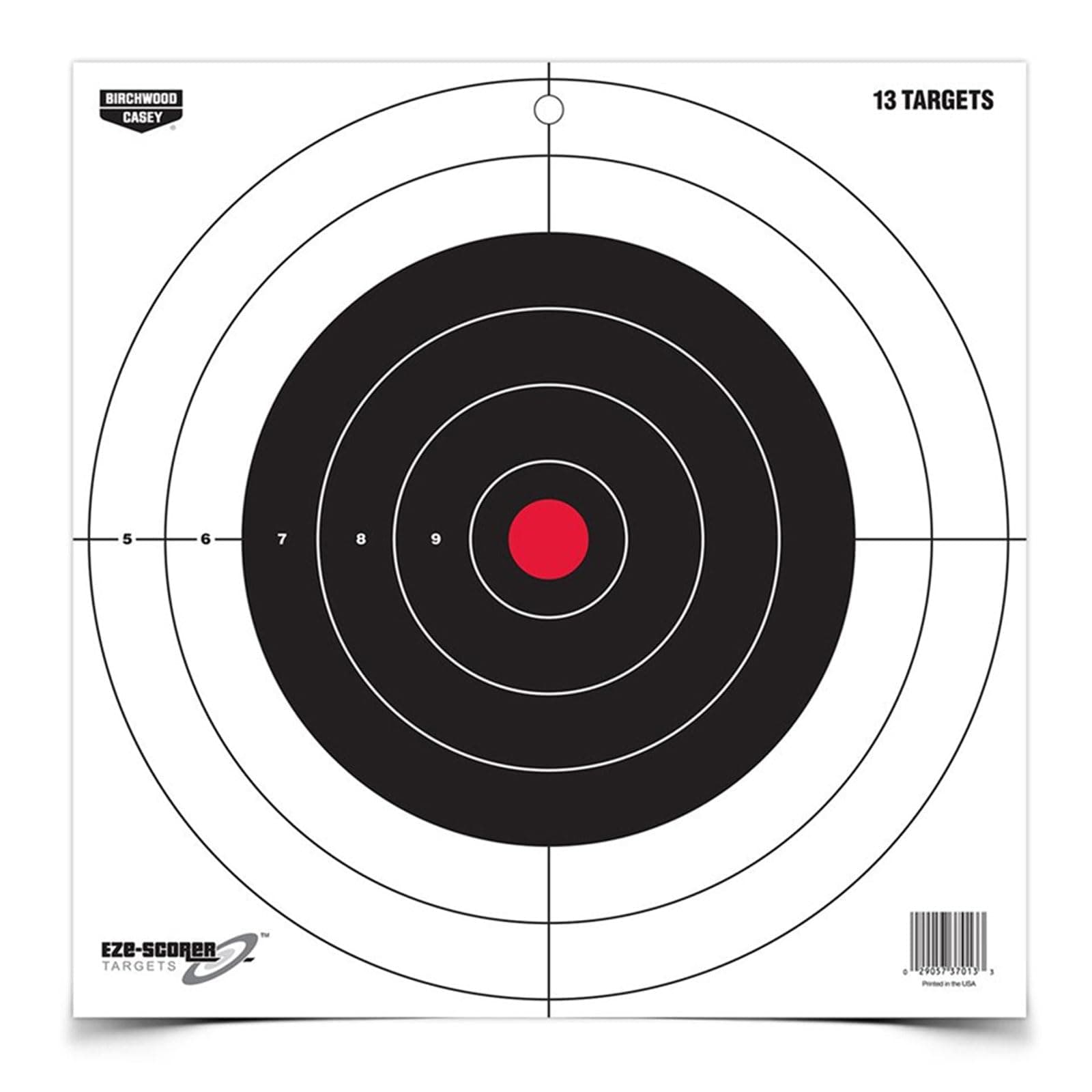Birchwood Casey 12" Eze-Scorer Bull's-Eye Practice Shoot-Up Brilliant White Paper Targets for Indoor and Outdoor Use, 13 Targets