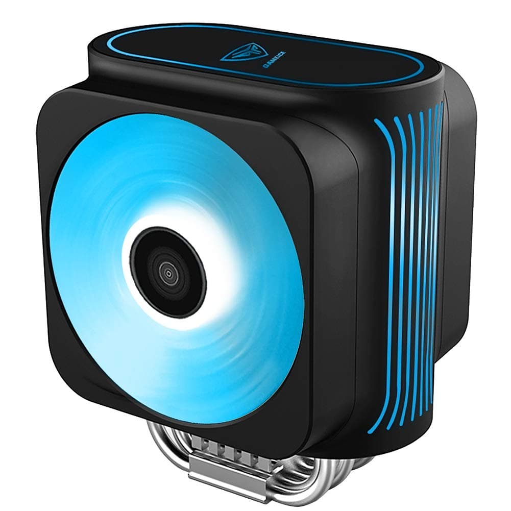 Pccooler GI-D66A CPU Cooler Moonlight Series | Dual Silent CPU PWM Fan 120mm | E-Sports Plexiglass Top Cover Sync with ARGB Lights | 6 Direct Contact Heat Pipes for Intel Core i7/i5/i3, AMD Blue