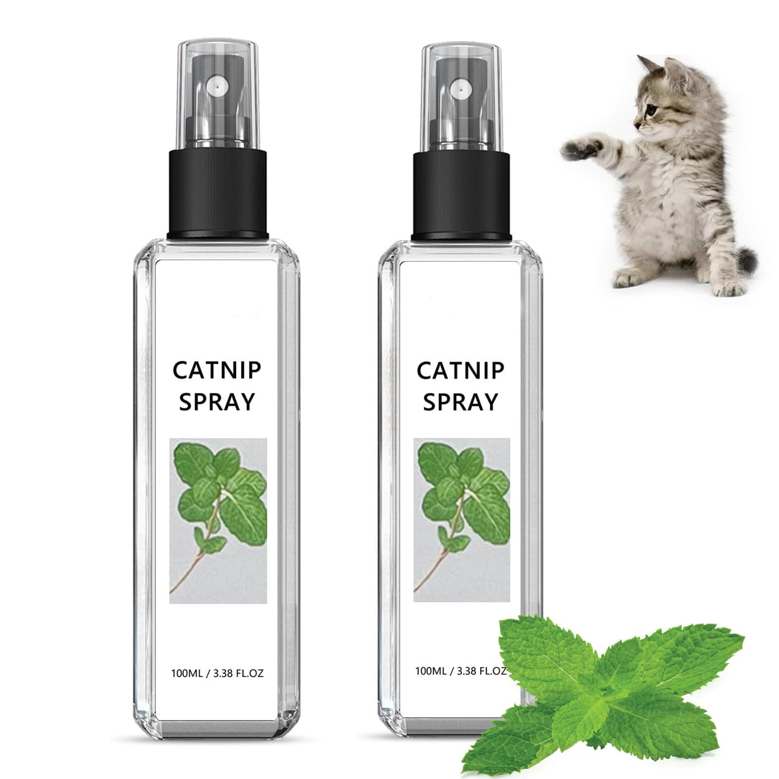 Fanxbox 2PCS Catnip Spray, Catnip Mist Spray, Joycat Spray, Herbal Cat Joy Spray, Catnip Spray for Indoor Cats, clear