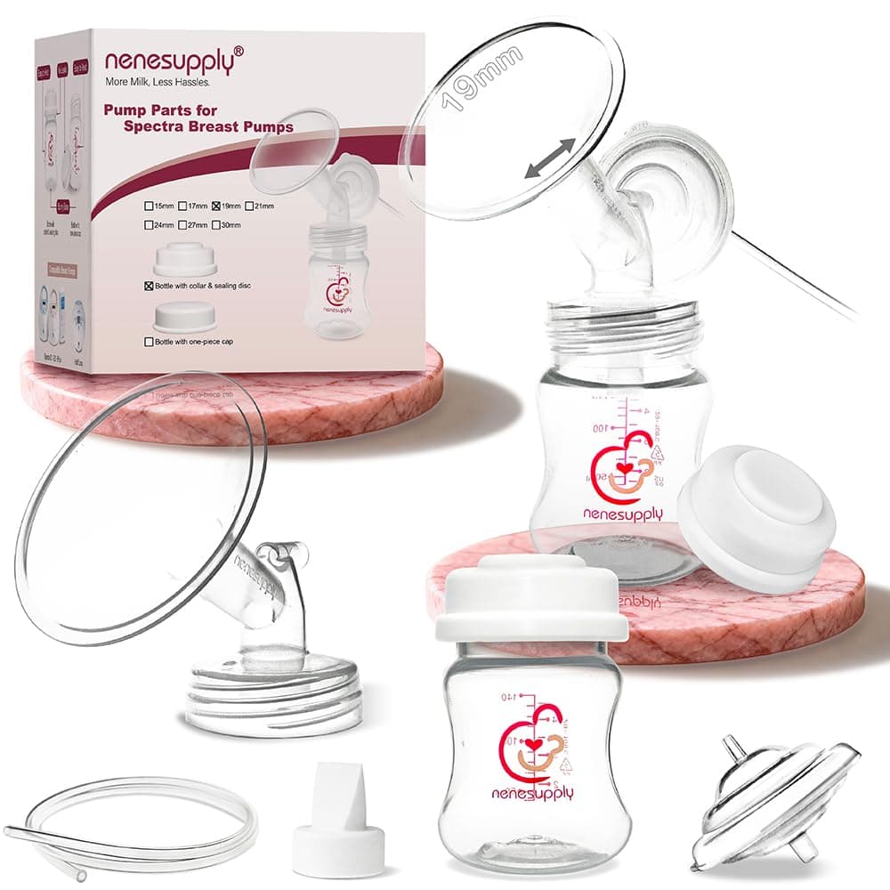 Pump Parts Compatible with Spectra S2 S1 9 Plus Breast Pump to Replace Spectra Pump Parts S2 Accessories Flange 19mm Duckbill Valve Tubing Bottles Backflow Protector