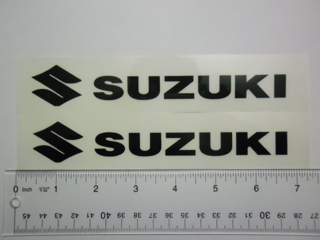 Suzuki Motorcycle Sticker 7" x1.5"Black on White Vinyl Decal Weather Proof 2 Stickers