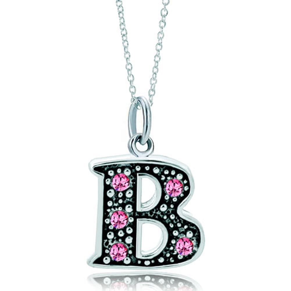Pink Letter A-Z Alphabet Initial Charms Bead Necklace Pendant