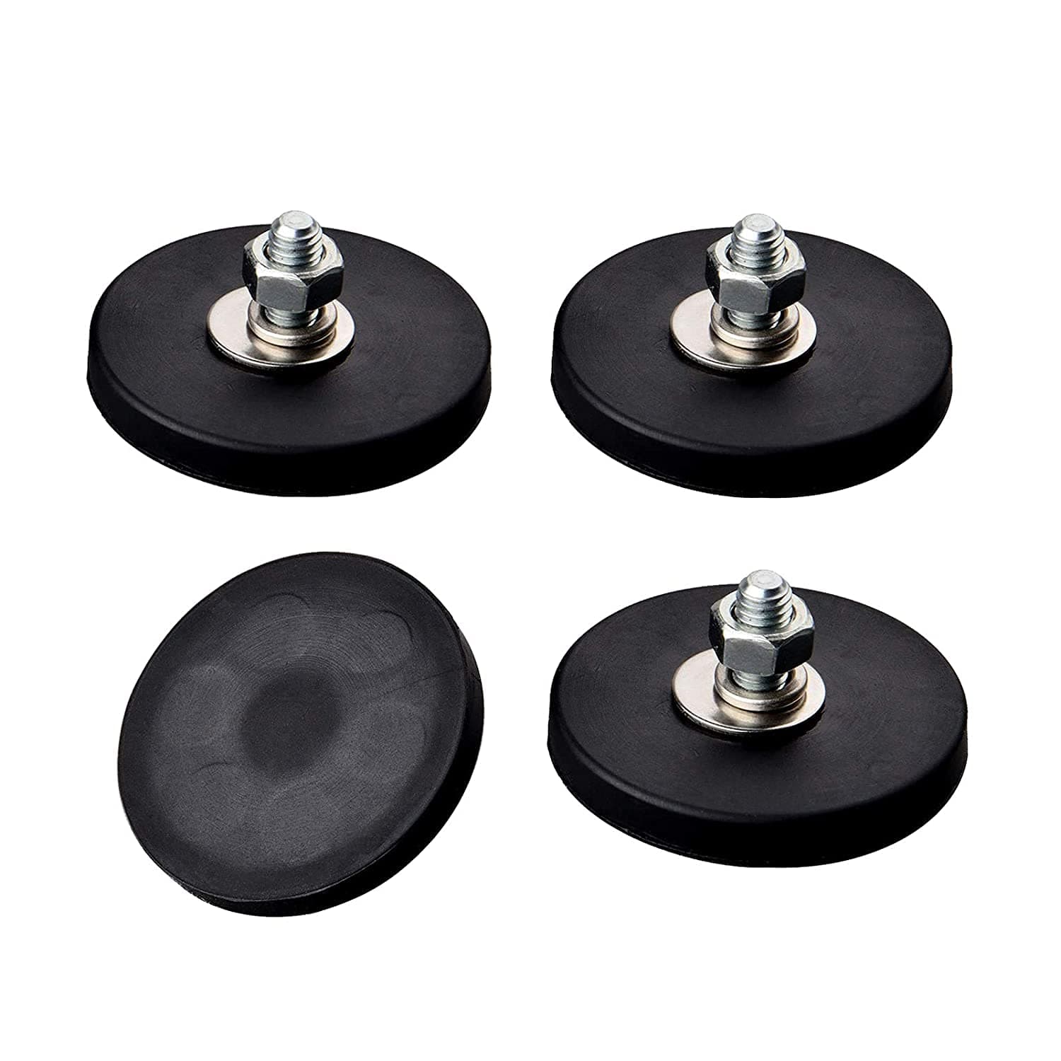 ULIBERMAGNET4Pack Rubber Coated Neodymium Magnets, Strong 24LB M6 Male Thread Stud, Anti-Scratch Mounting Magnets with Stud for Mounting led Lighting, Fixtures, Holding Tools and Organiazation