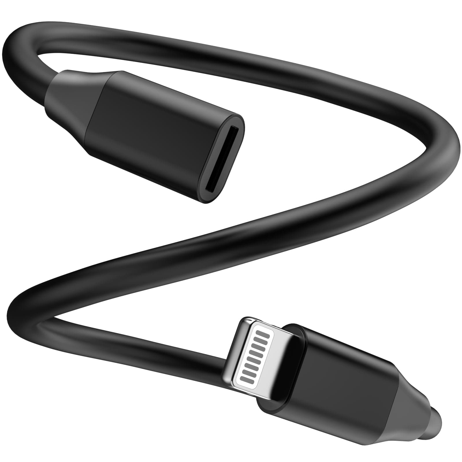 iPhone Charger Extender Cable 1Ft,[Apple MFi Certified] Lightning Male to Female Charge Cord Fast Charging Sync Data Cable Compatibility for iPhone 14 13 13 Pro Max 12 11 8 7 6 Connector Dongle Black