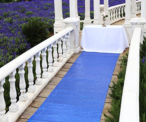 Zdada Sequin Floor Aisles Runner- 4ftx15ft Royal Blue Aisles Runner for Wedding Marriage Ceremony