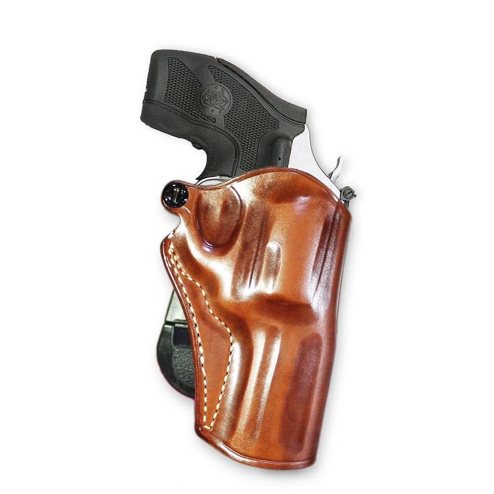 Premium Leather OWB Paddle Holster Open Top Fits S&W Model 60.357 Magnum 3'', Right Hand Draw, Brown Color #1176#