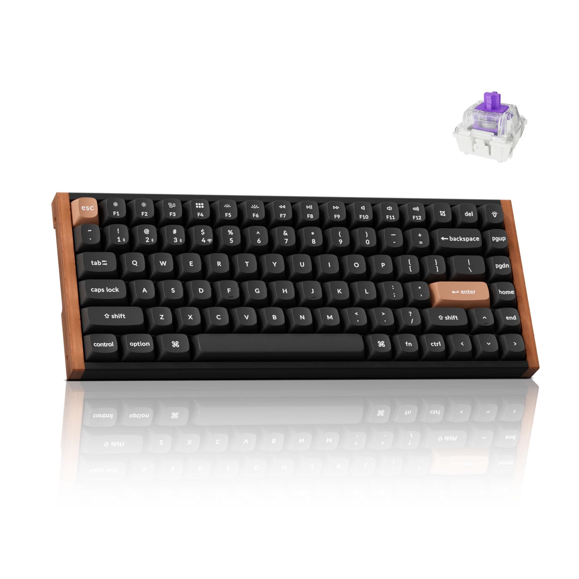 K2 HE Rapid Trigger Wireless Custom Keyboard with Hall Effect Gateron Double-Rail Magnetic Switch, QMK 2.4 GHz Bluetooth 5.2 RGB Compatible with Mac Windows Linux (Aluminum + Wood)