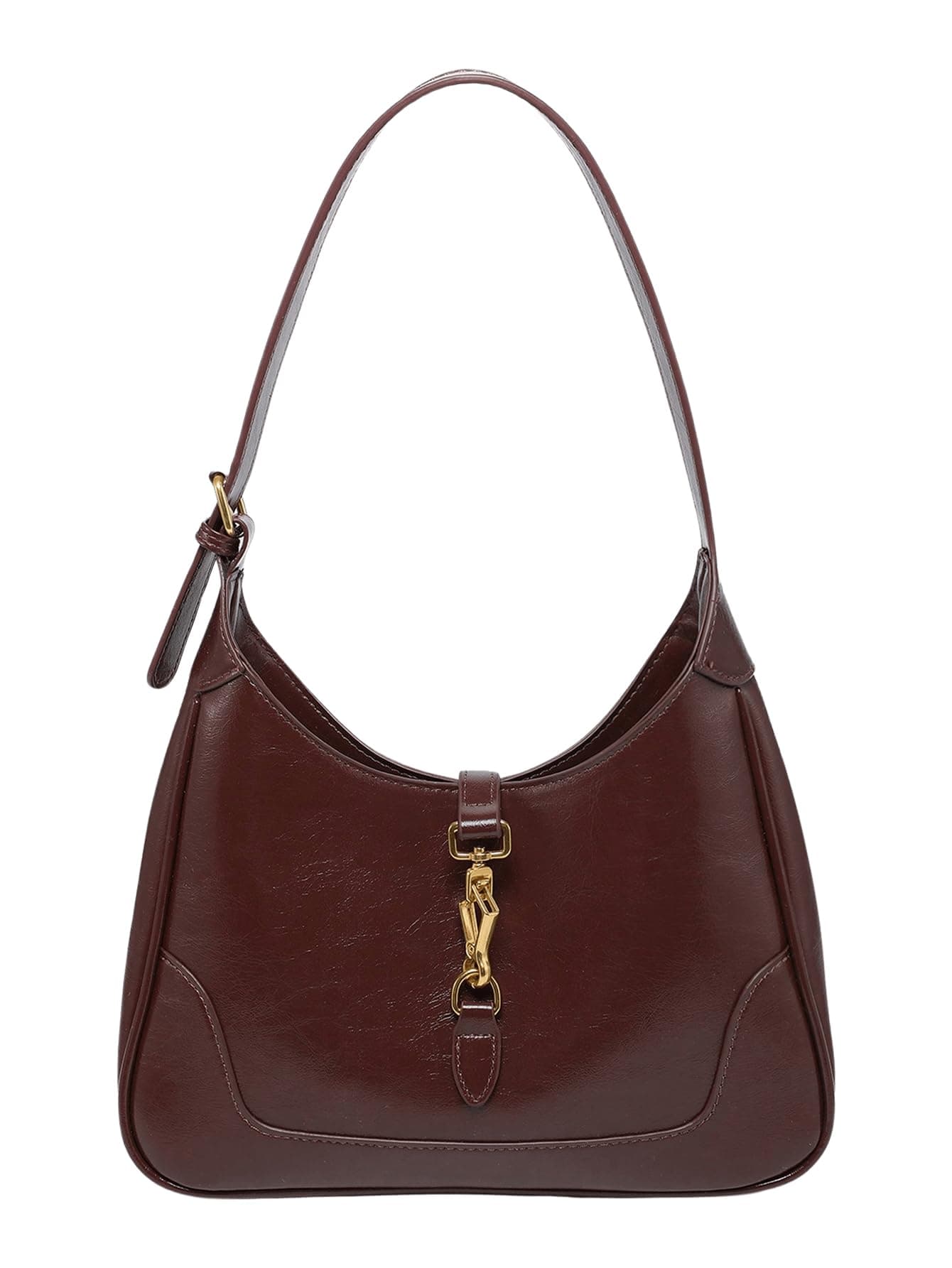 Women's PU Leather Clasp Shoulder Bag Adjustable Strap Vintage Hobo Handbags Purse