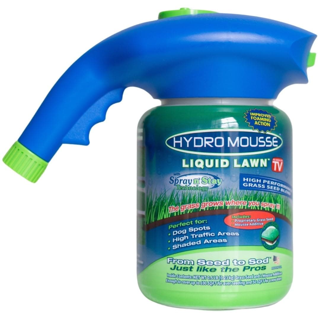 Hydro Mousse Liquid Lawn System – Grass Seed Spray Kit for Spot Repair & Full Lawn Seeding – Easy-to-Use Lawn Patch Solution for All Grass Types