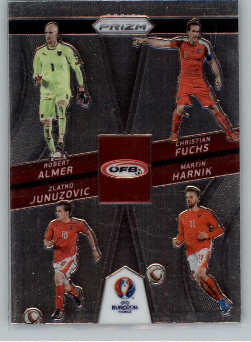 2016 Panini Prizm UEFA Euro Country Combinations Quads #7 Christian Fuchs/Martin Harnik/Robert Almer/Zlatko Junuzovic Austria Official FIFA Soccer Card in Raw (NM or Better) Condition
