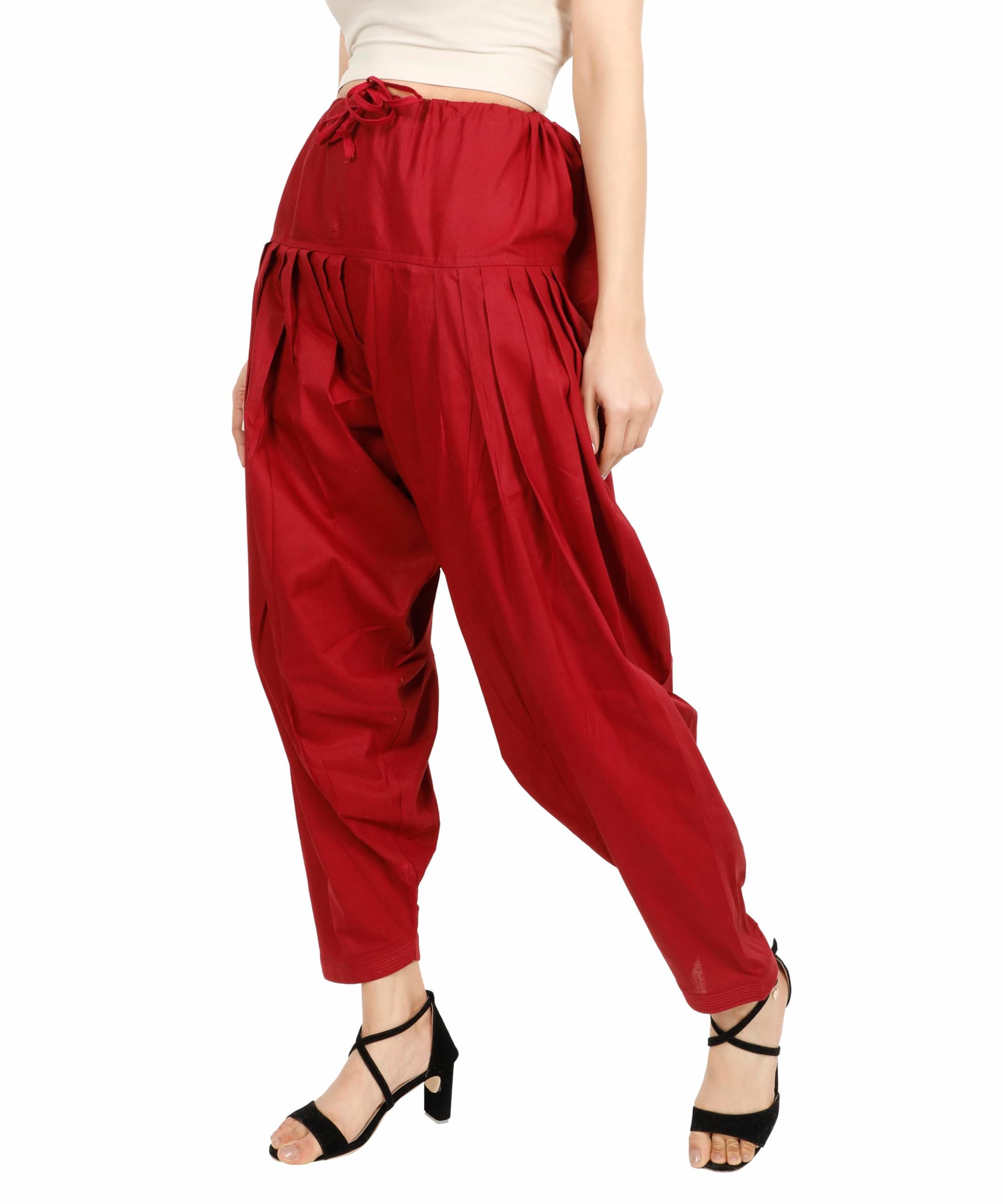 Prabha creations Women's Loose fit Cotton semi Patiyala Salwar White