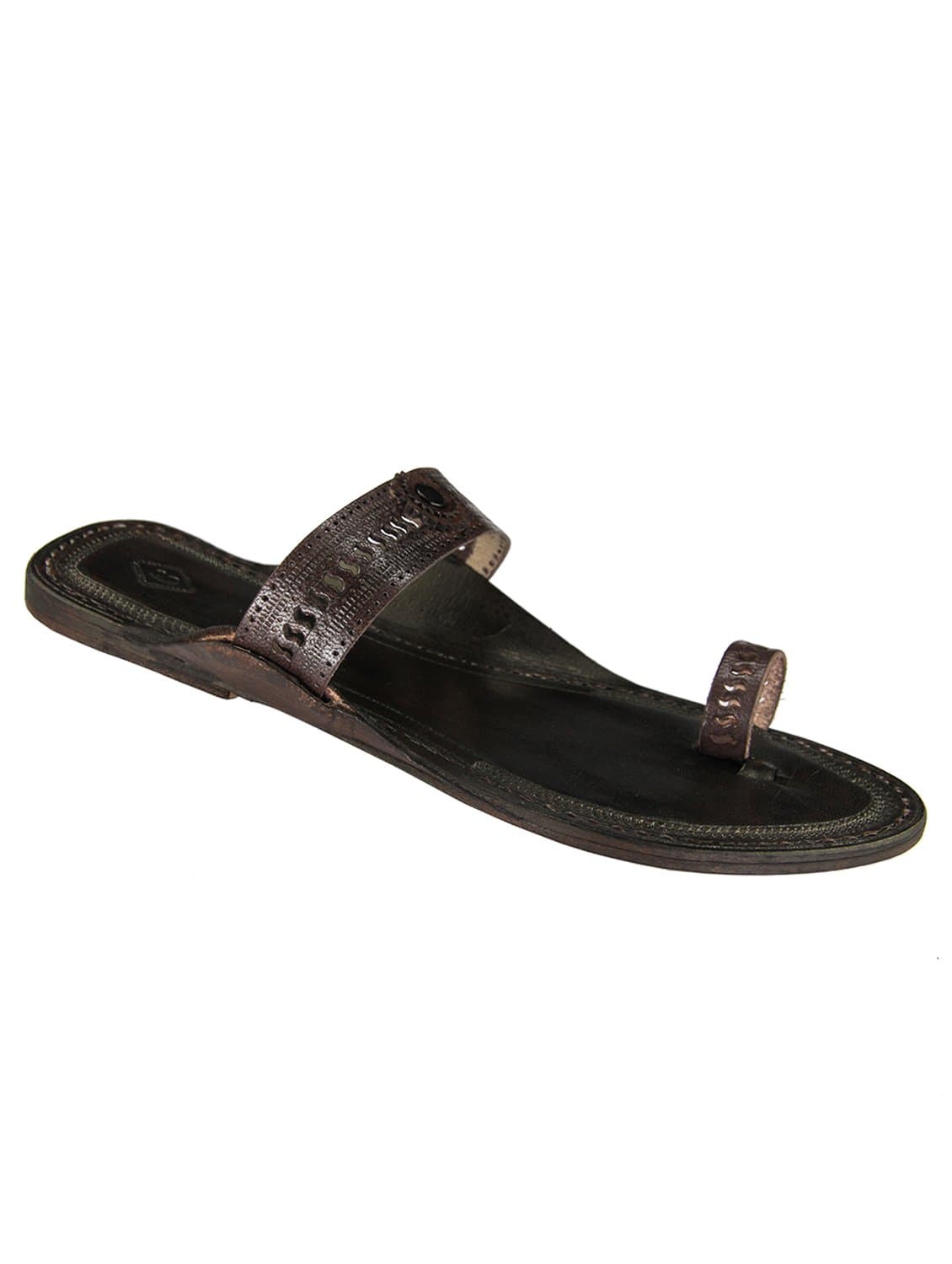 eKolhapuri Dark Brown S Punching Ladies authentic handmade genuine leather kolhapuri Chappal