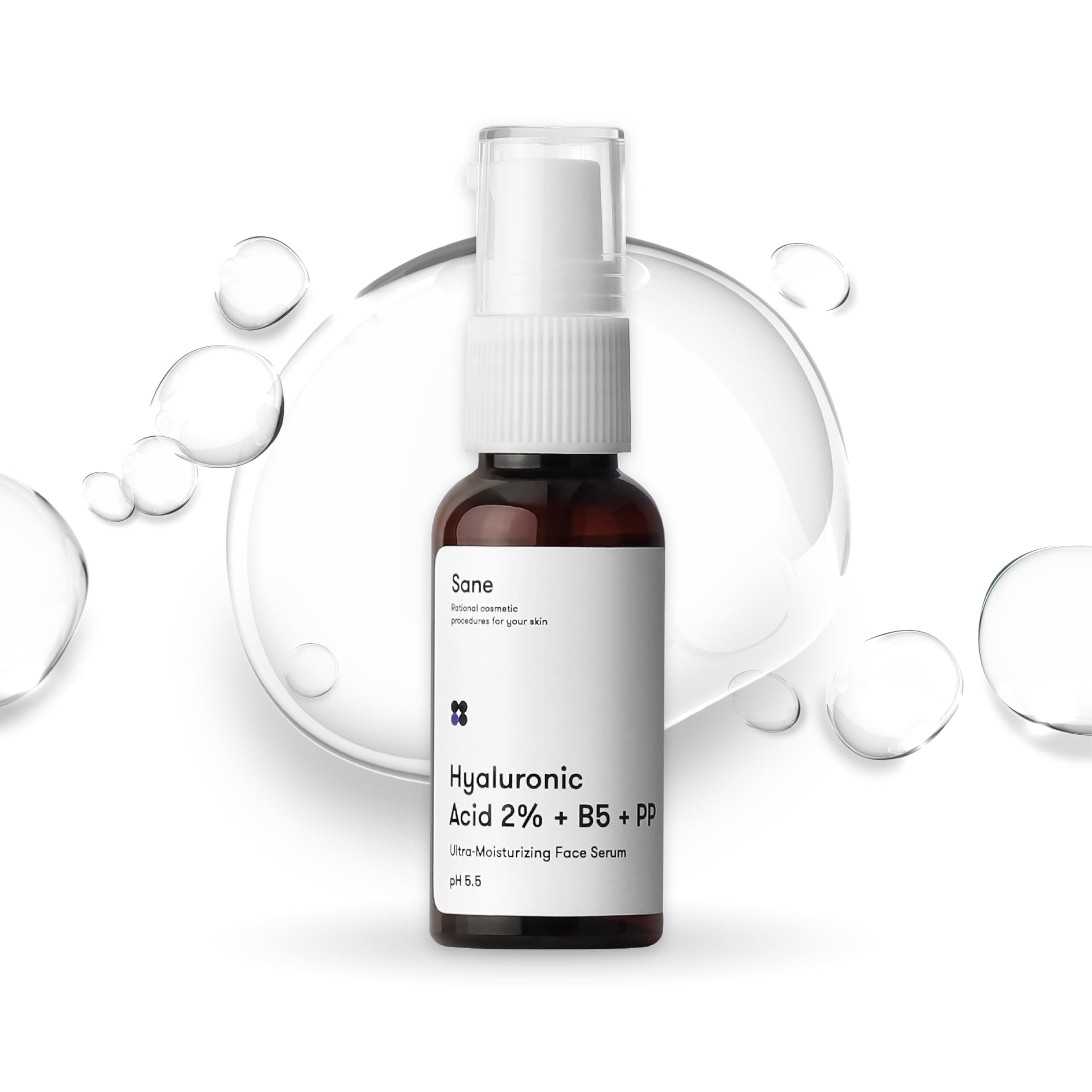SaneHyaluronic Acid Serum for Face with Vitamin B5 & PP - 1.01 fl oz, Hydrating Serum for Face - Healthy Skin with Hyaluronic Acid Serum - Vitamin Serum for Face for Metabolic Boost