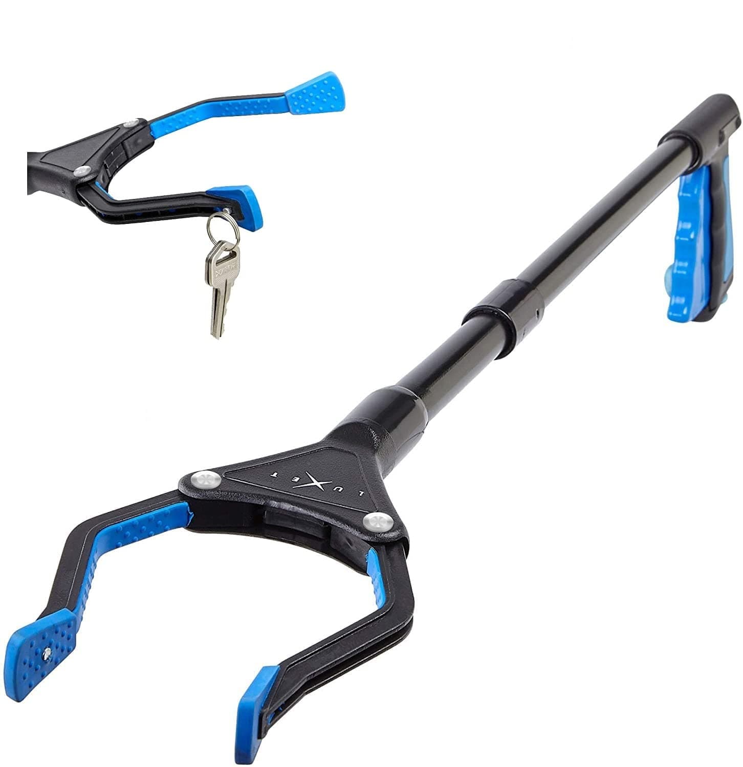 Grabber Reacher Tool - 26" Steel Portable Pick Up Stick - Strong Grip Magnetic Tip for Store Shelves Lightweight Garbage Litter Trash Picker Claw Grabber Tool for Elderly - by Luxet (Blue)