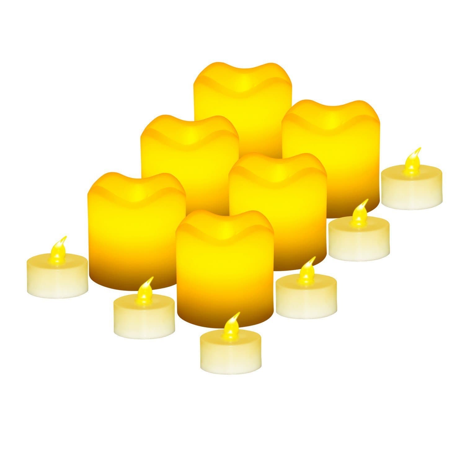 Flameless Candles Battery powered, Unscented, Real Wax & Real Flickering Flameless LED Tea Light Candles for Wedding & Parties – 12 pack - Homewill