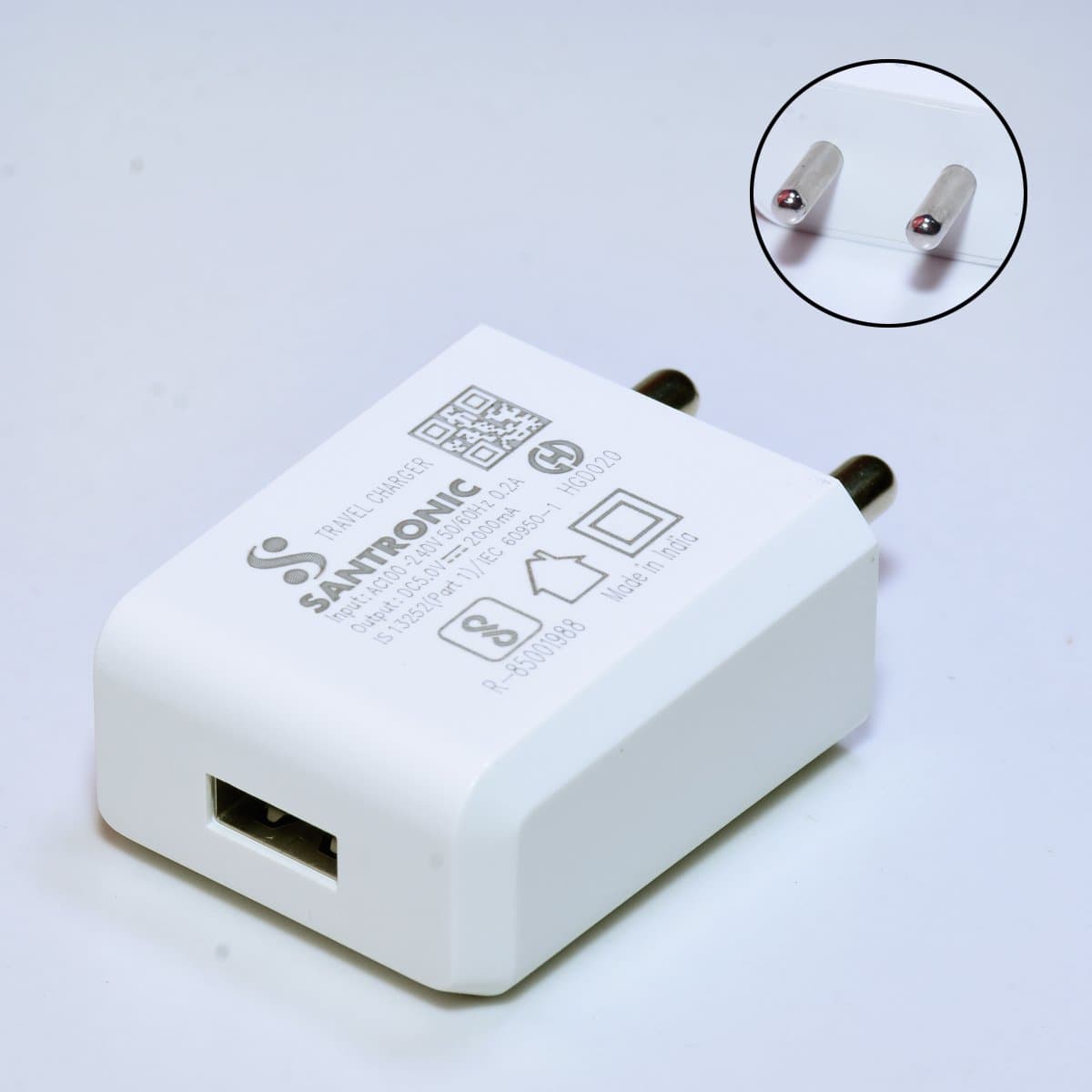 Santronic 2.1A Super Fast Wall Charger/Mobile Adapter Ideal for iPhone, Samsung, HTC, Xiaomi, Nexus, BlackBerry, Nokia, Lenovo, Letv, Micromax, Bluetooth Speaker Headsets, iPads, Power Banks and More