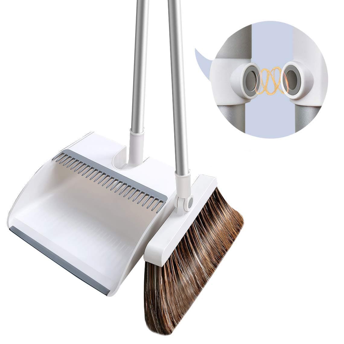 Lonffery Broom and Dustpan Set, Magnetic Suction Small Broom Sweep Set Upright Stand Up for Home Lobby Kitchen Room Office Floor Use